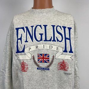 English Pride England Flag Crewneck Sweatshirt Vintage 90s Made USA Grey XL